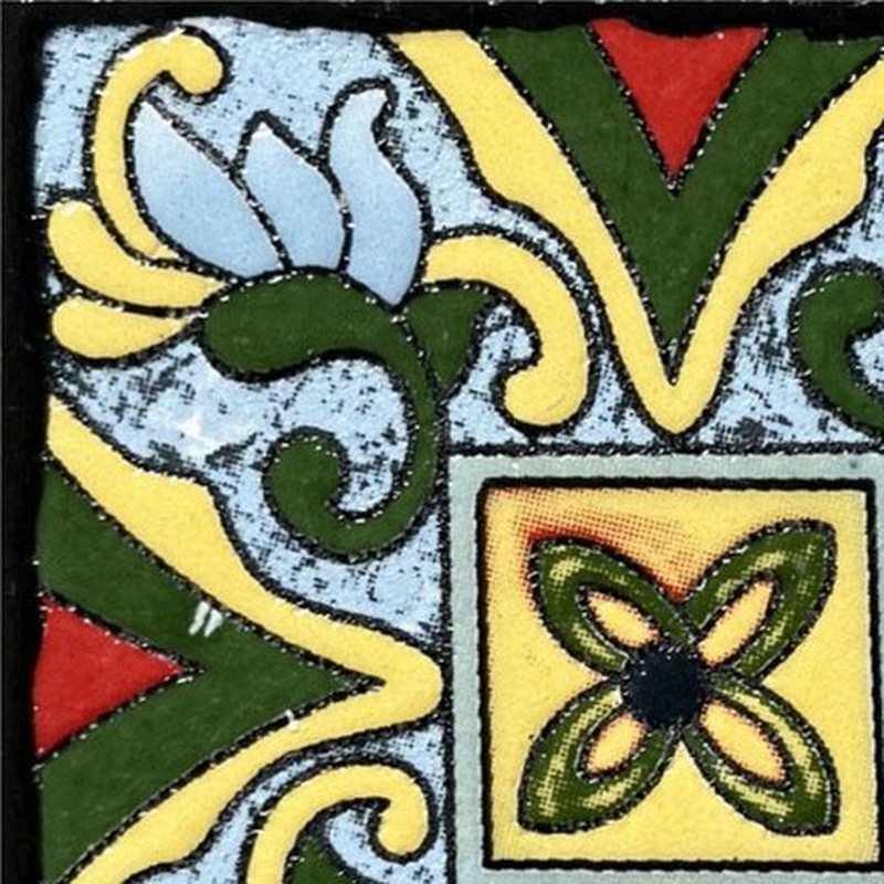 100x100mm Green Floral Cross Tiles TQ39-CN1276