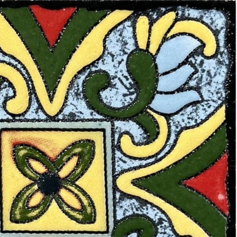 100x100mm Green Floral Cross Tiles TQ39-CN1276