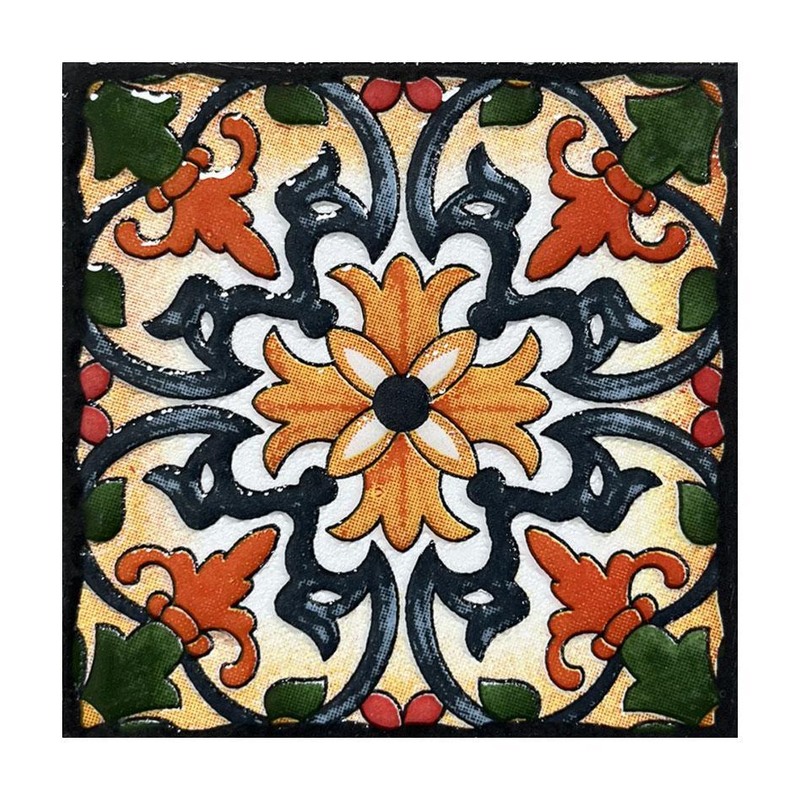 100x100mm Orange Cream Floral Tiles TQ39-CN1278