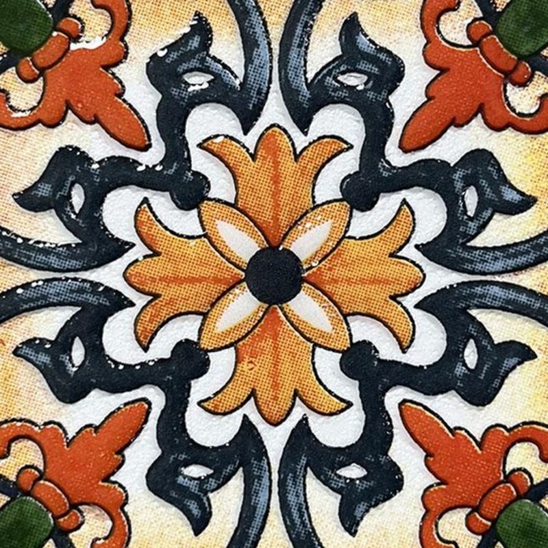 100x100mm Orange Cream Floral Tiles TQ39-CN1278