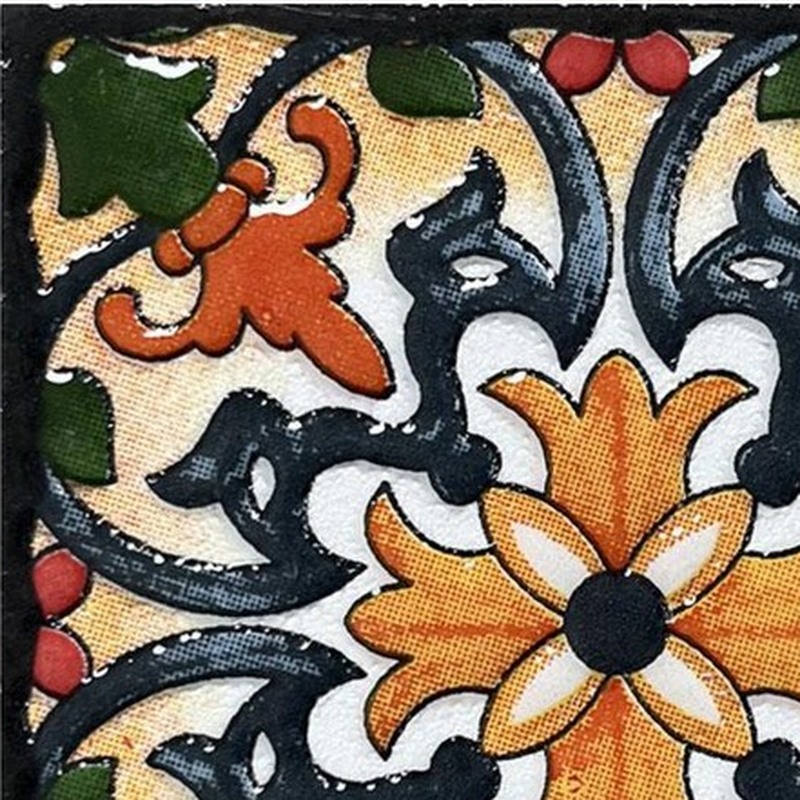 100x100mm Orange Cream Floral Tiles TQ39-CN1278