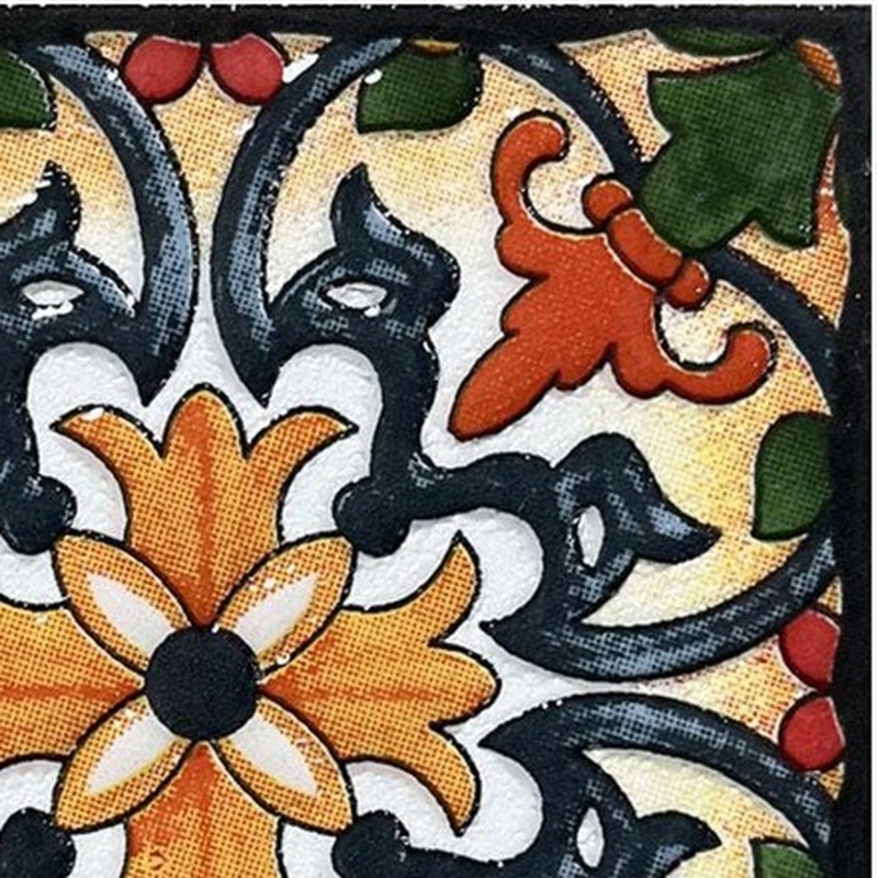 100x100mm Orange Cream Floral Tiles TQ39-CN1278