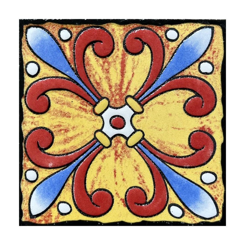 100x100mm Red Yellow Four Petal Tiles TQ39-CN1279