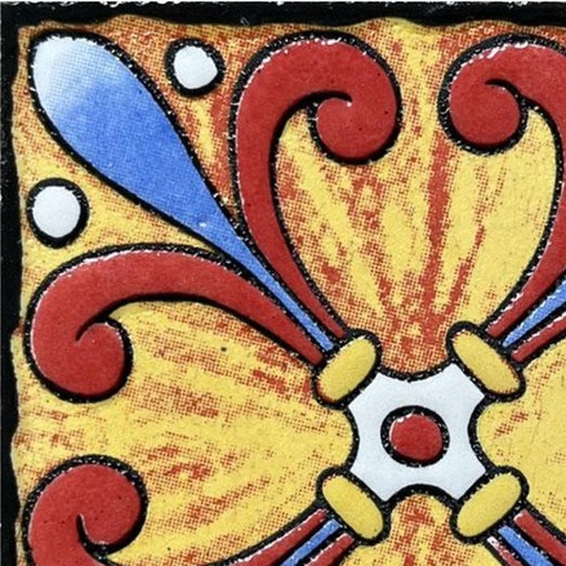 100x100mm Red Yellow Four Petal Tiles TQ39-CN1279