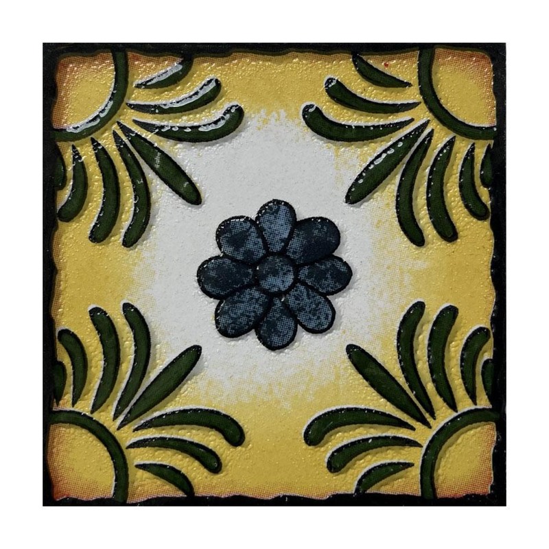 100x100mm Black Cream Floral Corner Tiles TQ39-CN1280