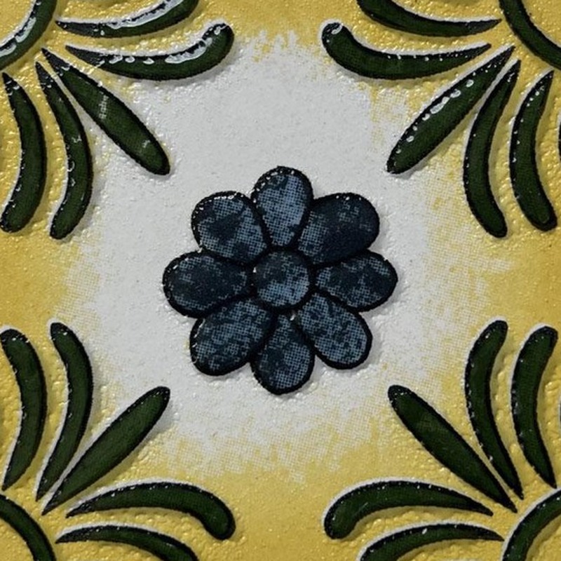 100x100mm Black Cream Floral Corner Tiles TQ39-CN1280