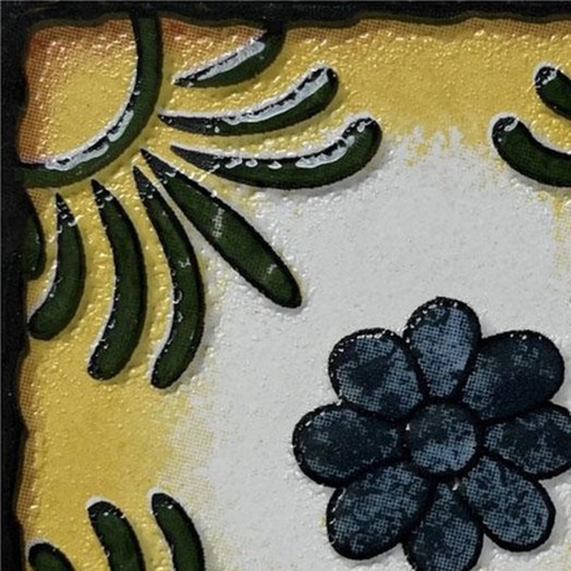 100x100mm Black Cream Floral Corner Tiles TQ39-CN1280