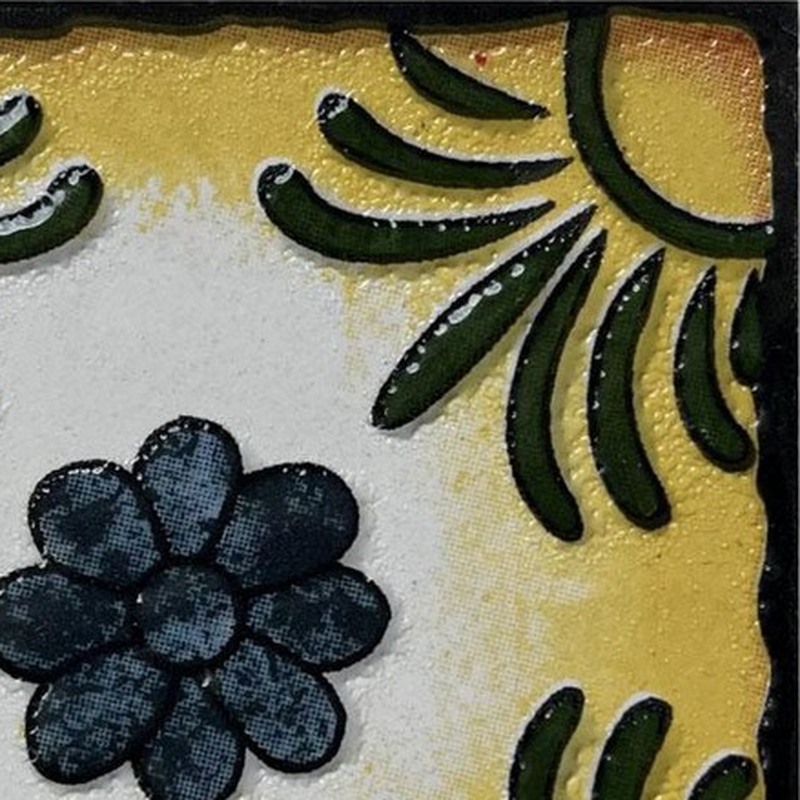 100x100mm Black Cream Floral Corner Tiles TQ39-CN1280