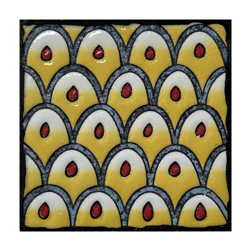 100x100mm Blue Yellow Scallop Tiles TQ39-CN1281