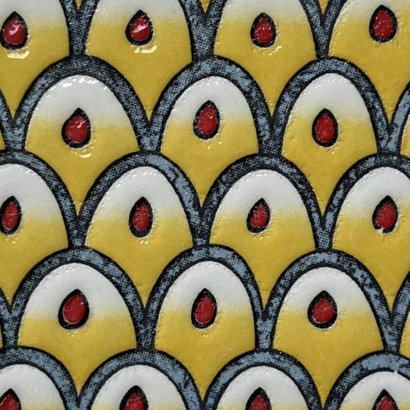 100x100mm Blue Yellow Scallop Tiles TQ39-CN1281
