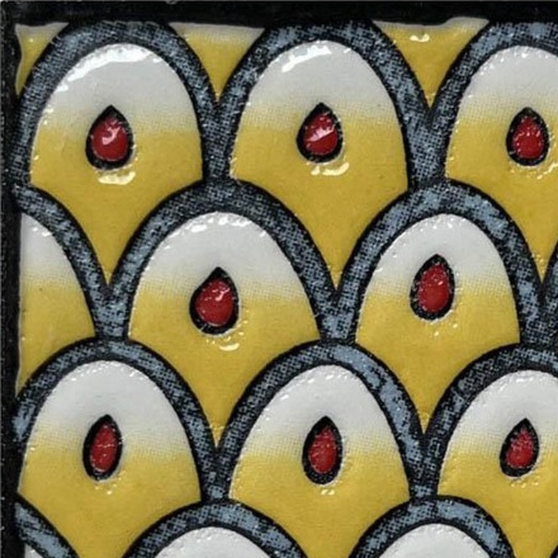 100x100mm Blue Yellow Scallop Tiles TQ39-CN1281