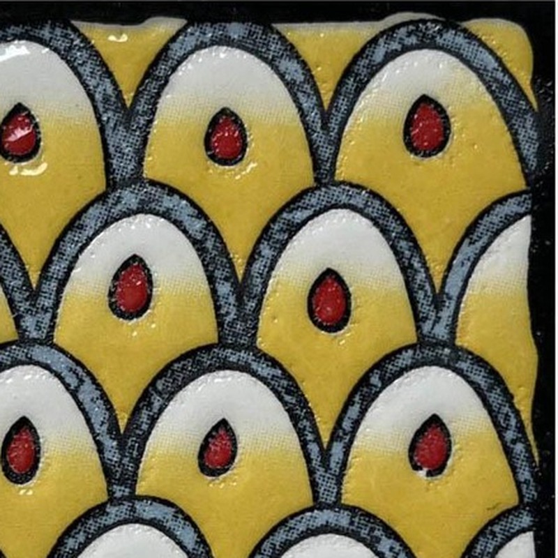 100x100mm Blue Yellow Scallop Tiles TQ39-CN1281