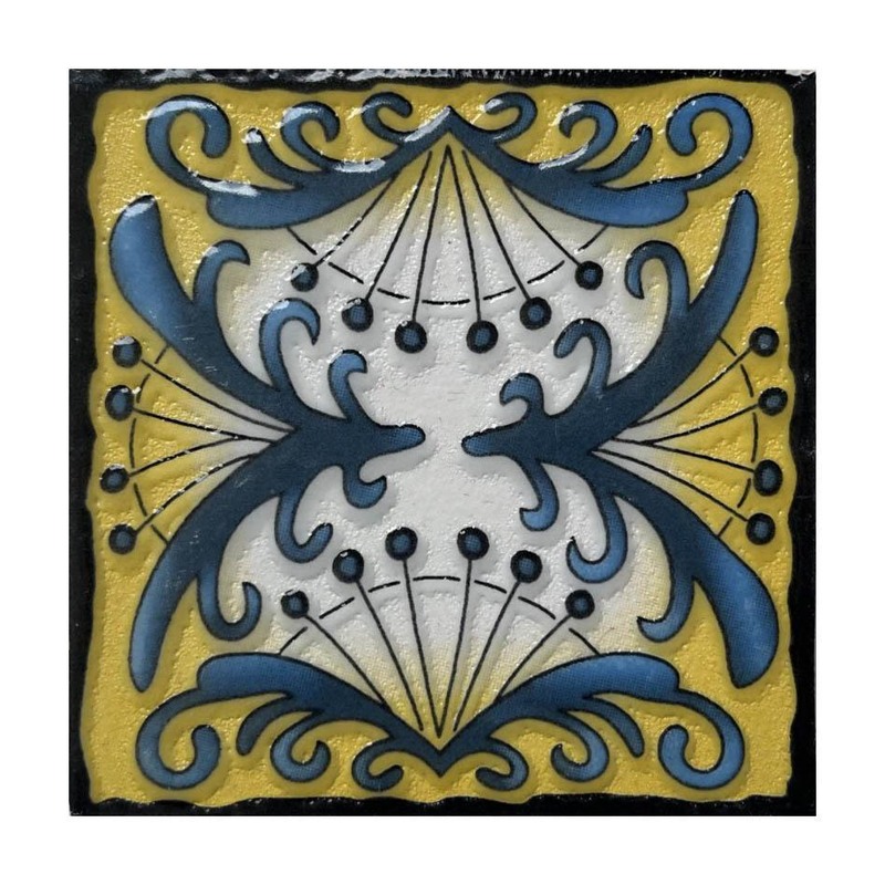 100x100mm Blue Cream Ornamental Scroll Tiles TQ39-CN1282