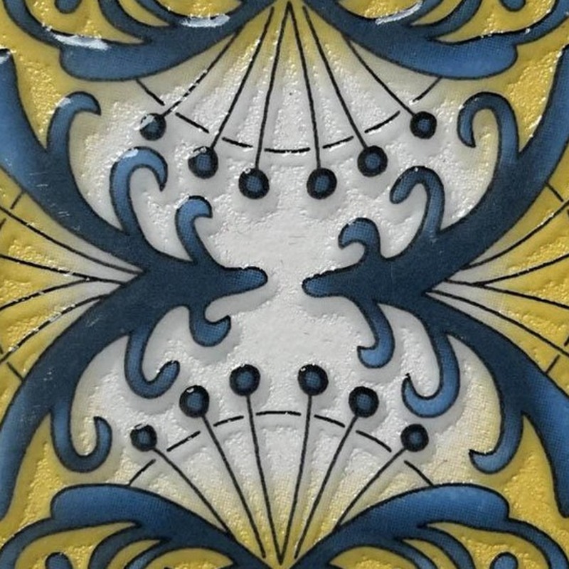 100x100mm Blue Cream Ornamental Scroll Tiles TQ39-CN1282