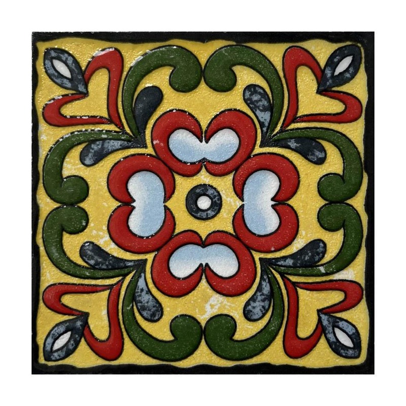100x100mm Red Green Floral Medallion Tiles TQ39-CN1283