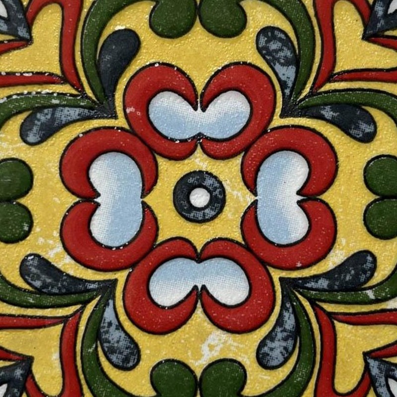 100x100mm Red Green Floral Medallion Tiles TQ39-CN1283