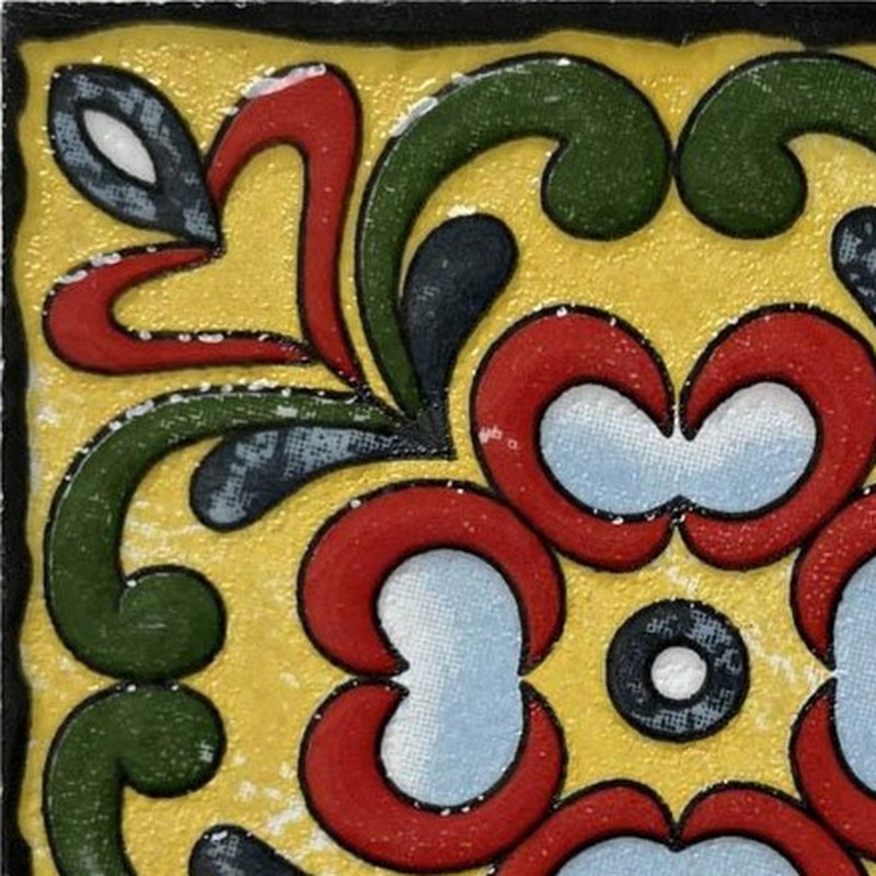 100x100mm Red Green Floral Medallion Tiles TQ39-CN1283