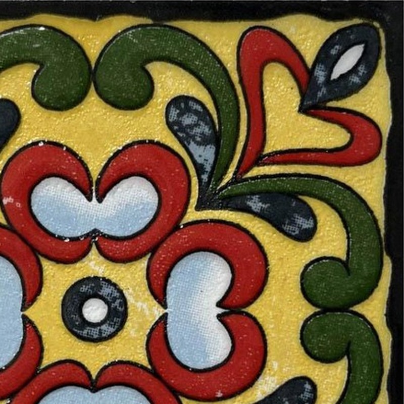 100x100mm Red Green Floral Medallion Tiles TQ39-CN1283