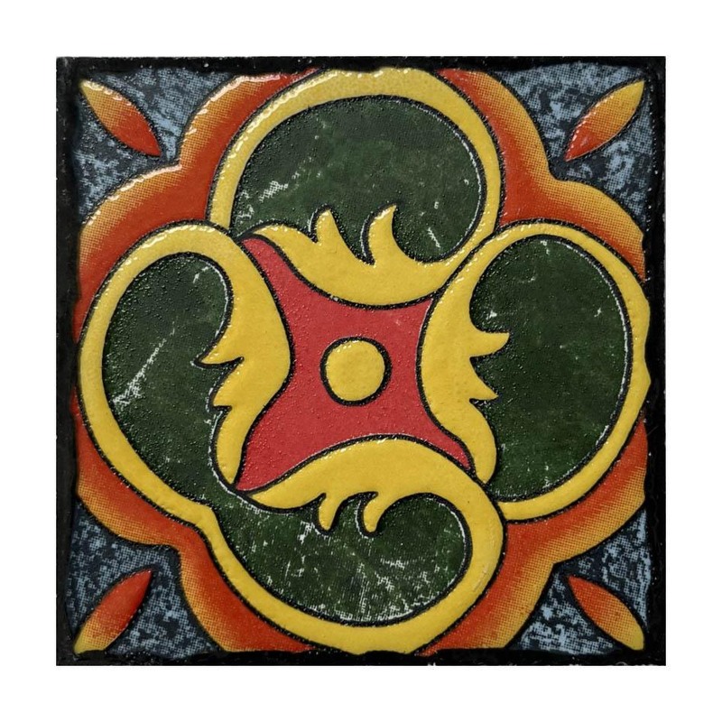 100x100mm Red Green Quatrefoil Tiles TQ39-CN1284