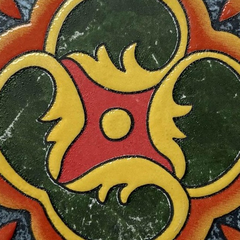 100x100mm Red Green Quatrefoil Tiles TQ39-CN1284