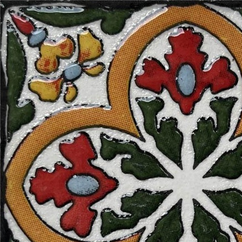 100x100mm Red Cream Ornamental Flower Tiles TQ39-CN1285