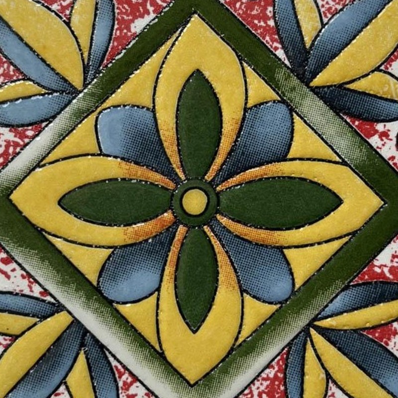 100x100mm Green Yellow Petal Diamond Tiles TQ39-CN1286