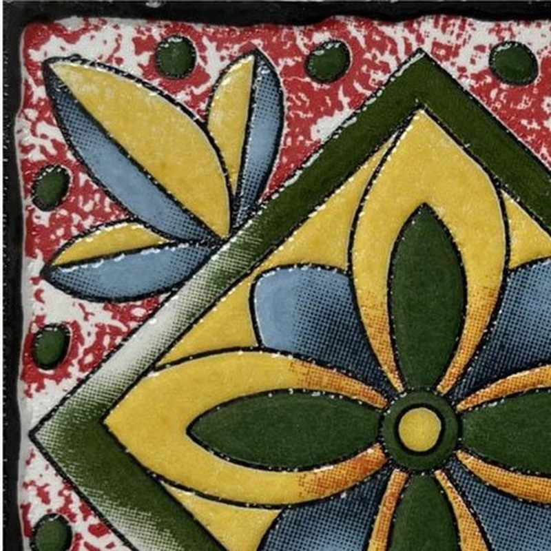 100x100mm Green Yellow Petal Diamond Tiles TQ39-CN1286