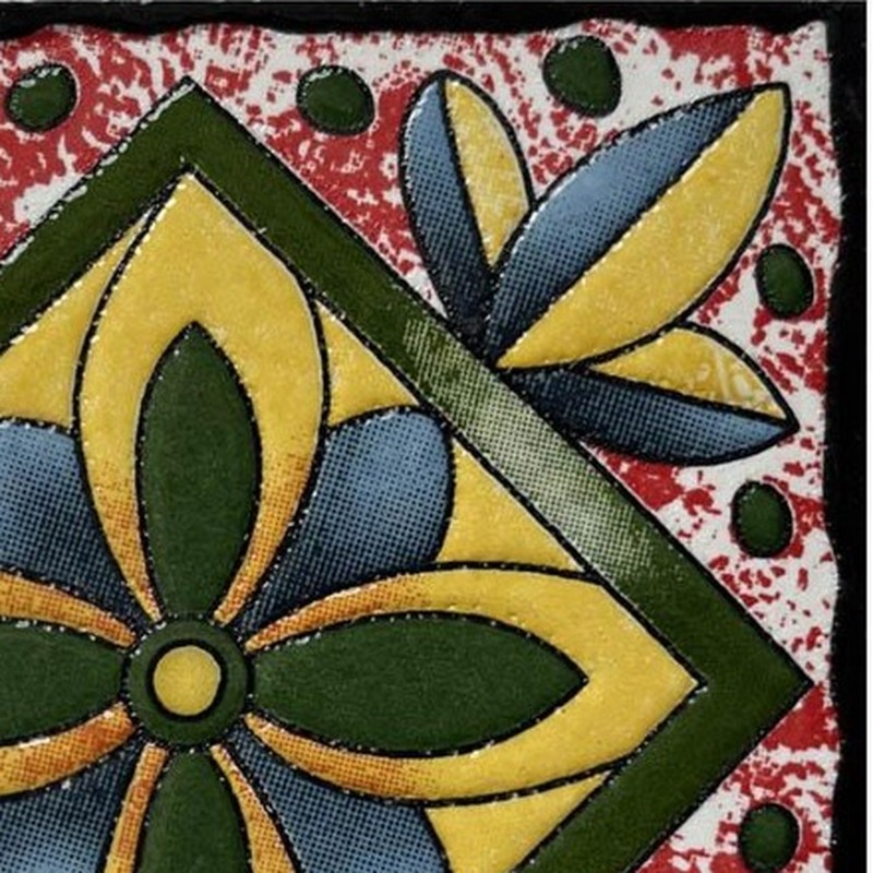100x100mm Green Yellow Petal Diamond Tiles TQ39-CN1286