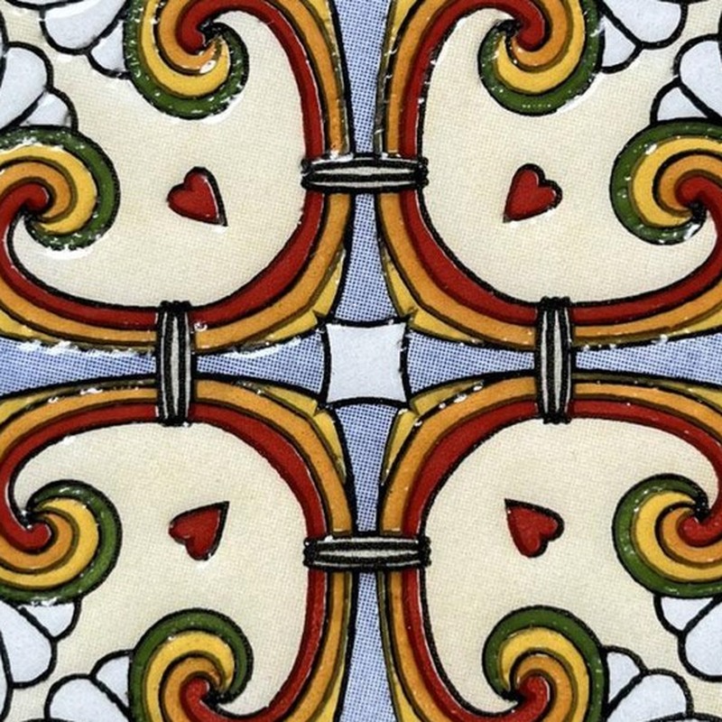 100x100mm Cream Red Floral Geometry Tiles TQ39-CN1357