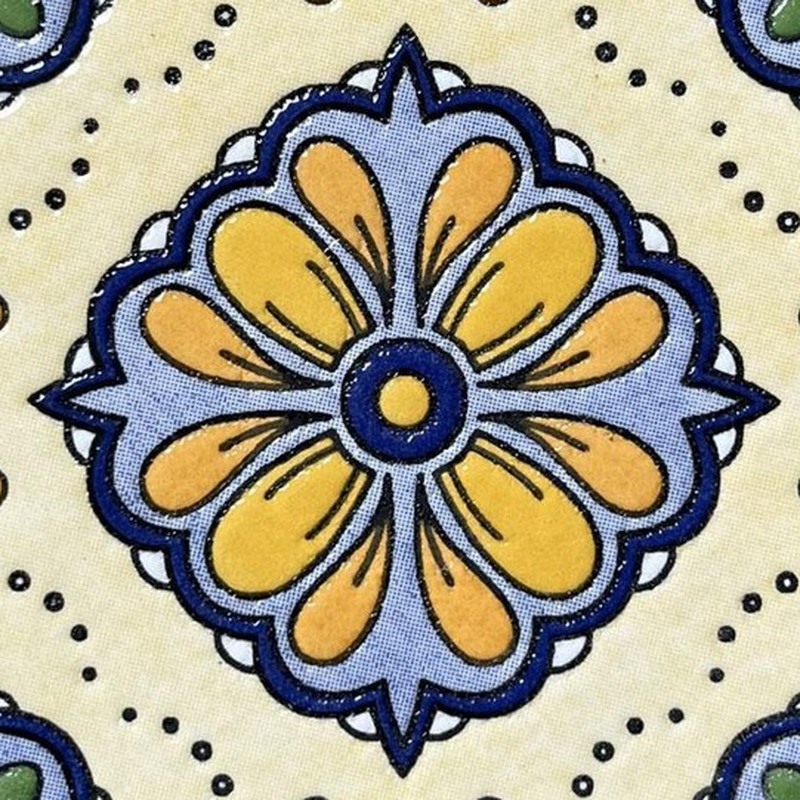 100x100mm Blue Yellow Floral Medallion Tiles TQ39-CN1359