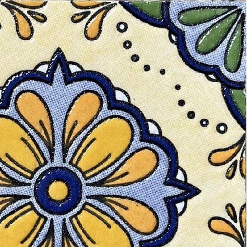 100x100mm Blue Yellow Floral Medallion Tiles TQ39-CN1359