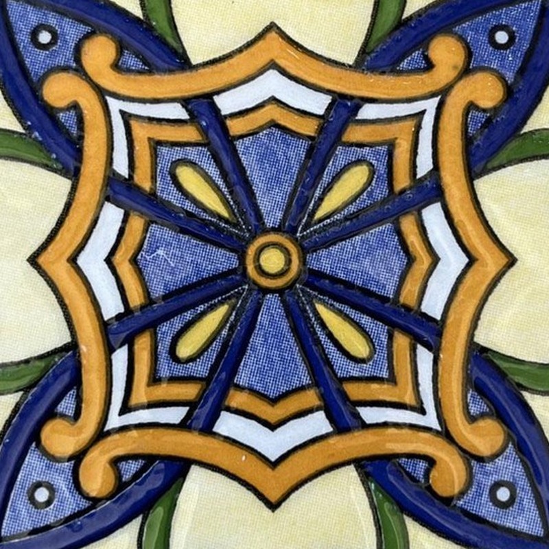 100x100mm Blue Yellow Ornamental Cross Tiles TQ39-CN1360
