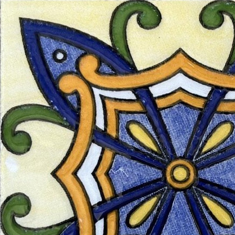 100x100mm Blue Yellow Ornamental Cross Tiles TQ39-CN1360