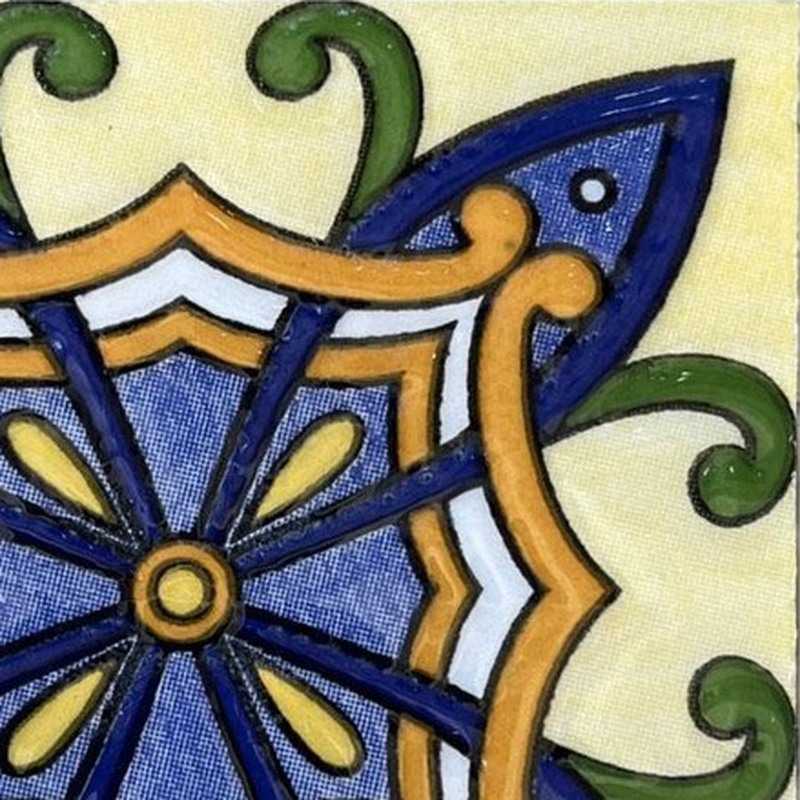 100x100mm Blue Yellow Ornamental Cross Tiles TQ39-CN1360