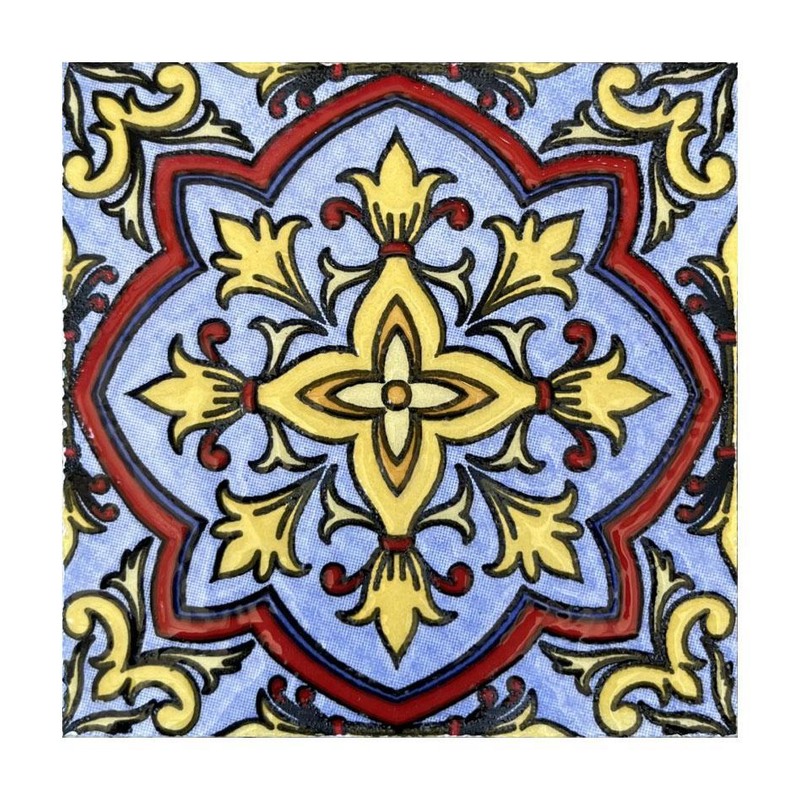 100x100mm Blue Yellow Ornamental Star Tiles TQ39-CN1365