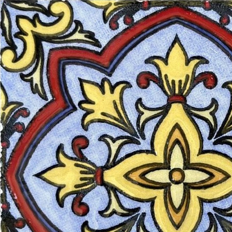 100x100mm Blue Yellow Ornamental Star Tiles TQ39-CN1365