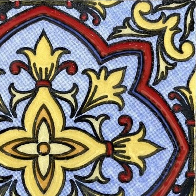 100x100mm Blue Yellow Ornamental Star Tiles TQ39-CN1365