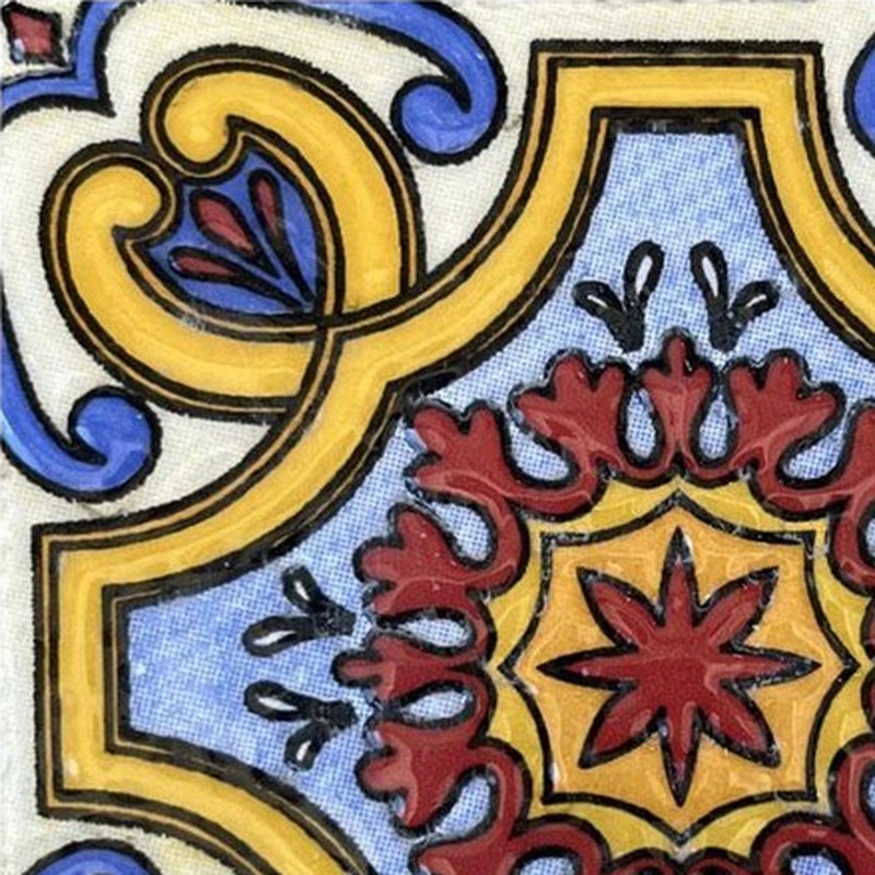 100x100mm Blue Red Floral Medallion Tiles TQ39-CN1367