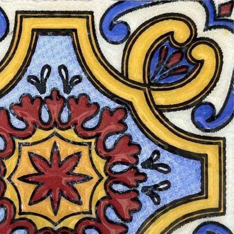 100x100mm Blue Red Floral Medallion Tiles TQ39-CN1367