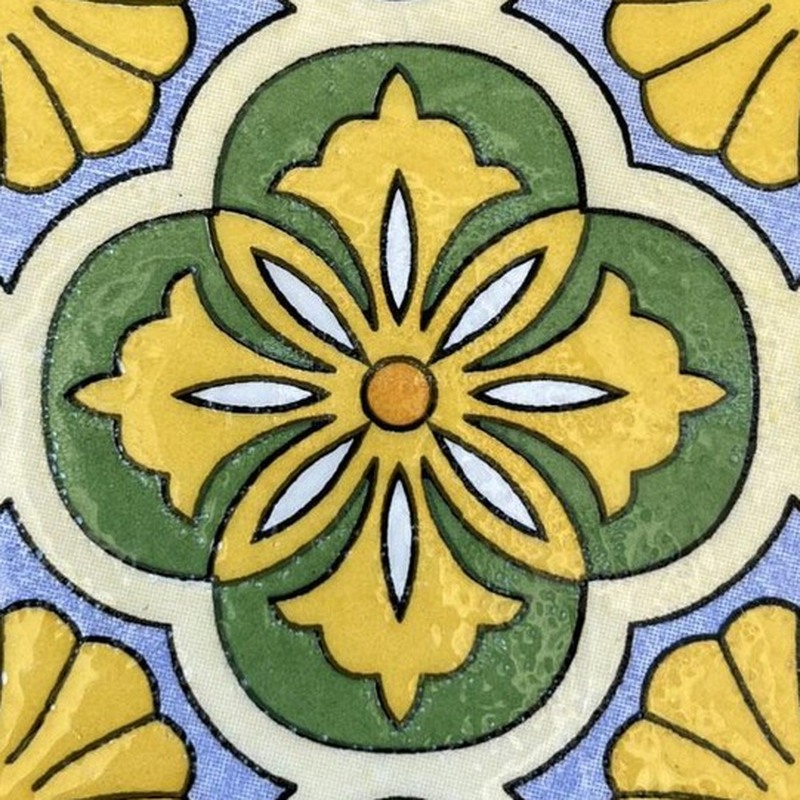 100x100mm Green Yellow Flower Tiles TQ39-CN1369