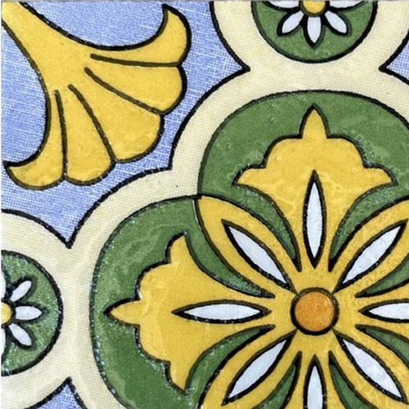 100x100mm Green Yellow Flower Tiles TQ39-CN1369