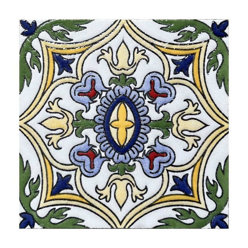 100x100mm Blue Cream Ornamental Frame Tiles TQ39-CN1371