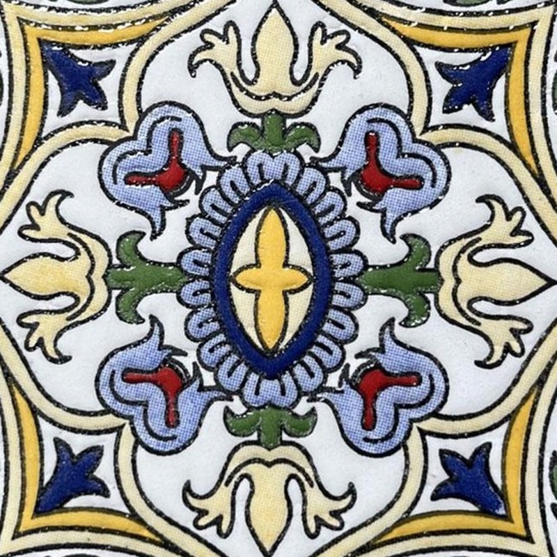 100x100mm Blue Cream Ornamental Frame Tiles TQ39-CN1371