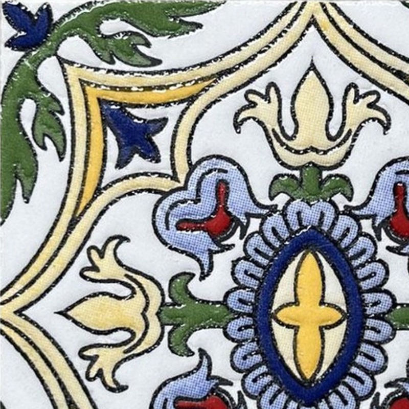 100x100mm Blue Cream Ornamental Frame Tiles TQ39-CN1371