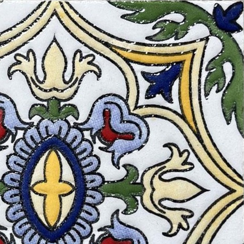 100x100mm Blue Cream Ornamental Frame Tiles TQ39-CN1371
