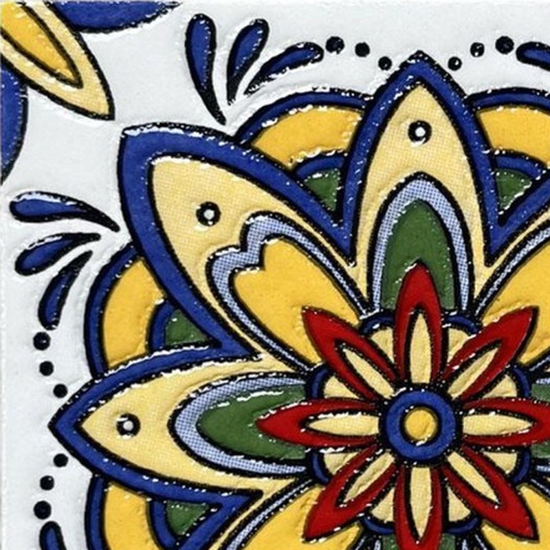 100x100mm Blue Red Floral Star Tiles TQ39-CN1373
