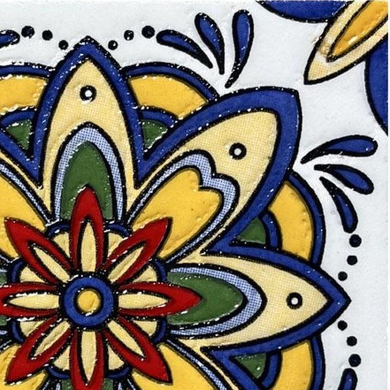 100x100mm Blue Red Floral Star Tiles TQ39-CN1373