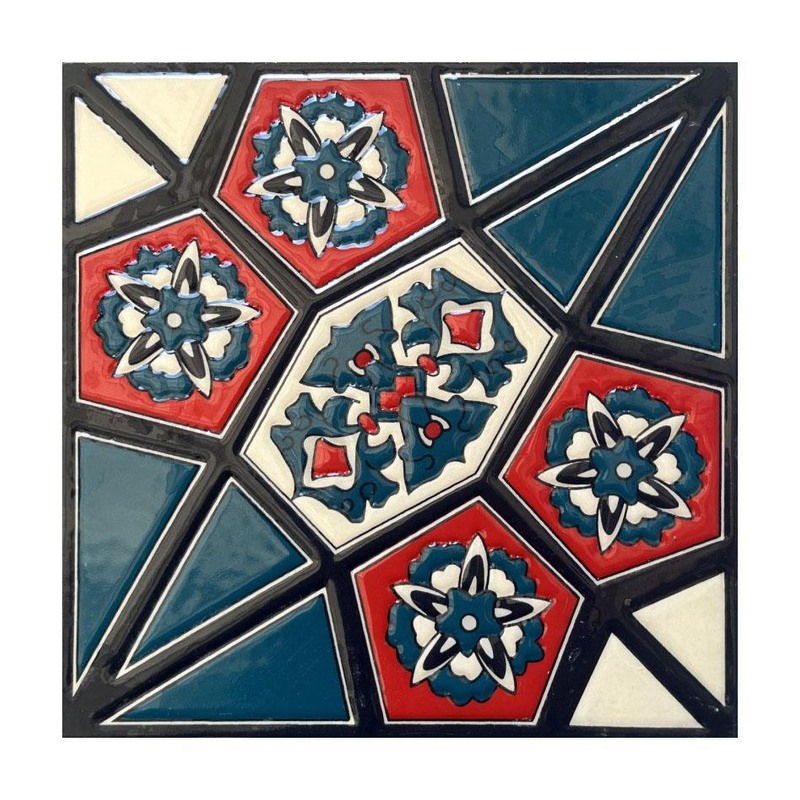 200x200mm Red Teal Diamond Pattern Tiles TQ39-CN220339