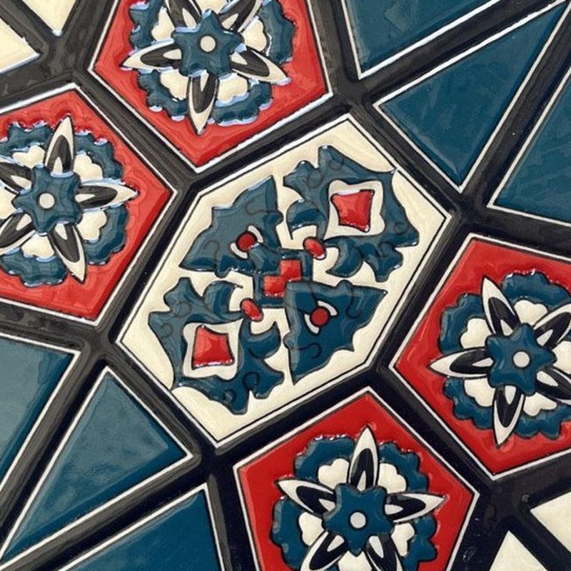 200x200mm Red Teal Diamond Pattern Tiles TQ39-CN220339