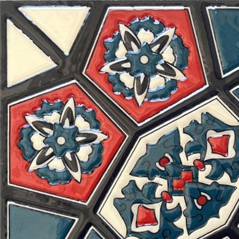 200x200mm Red Teal Diamond Pattern Tiles TQ39-CN220339